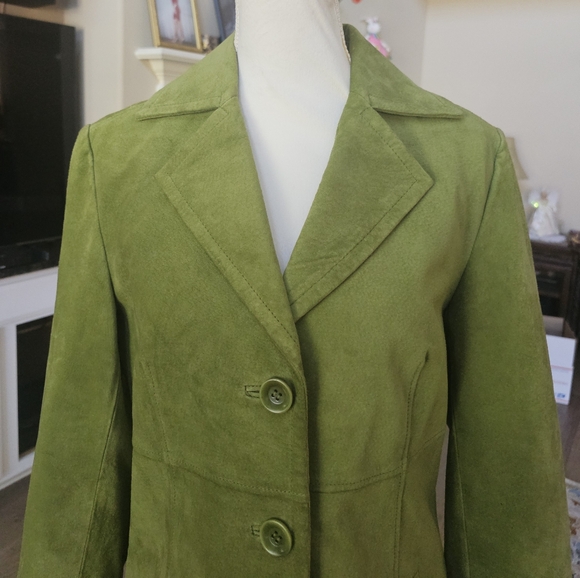 BERNARDO leather suede   green  jacket M - Picture 11 of 13